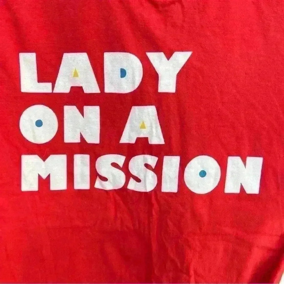 Lady On A Mission Red Orange 100% Cotton Graphic Tee Size XS - Picture 3 of 4